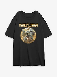 Star Wars The Mandalorian Characters Golden Icon Womens Oversized T-Shirt