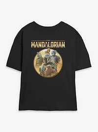 Star Wars The Mandalorian Characters Golden Icon Womens Skimmer T-Shirt