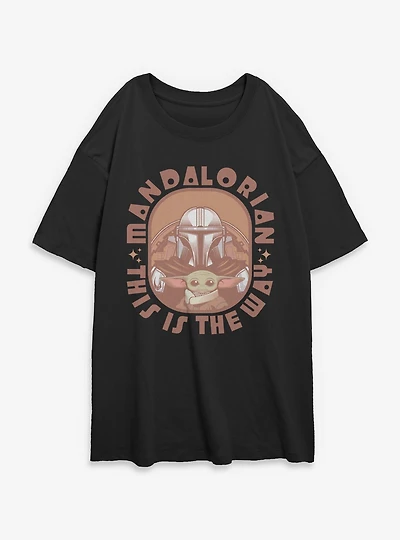 Star Wars The Mandalorian This Is Way Frame Galactic Womens Oversized T-Shirt