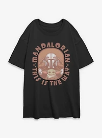 Star Wars The Mandalorian This Is Way Frame Galactic Womens Oversized T-Shirt