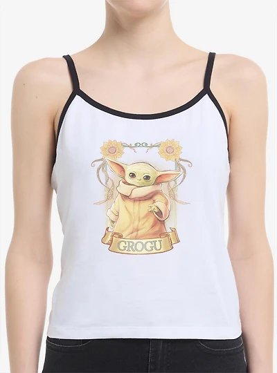 Star Wars The Mandalorian Grogu Floral Ornate Frame Womens Cami