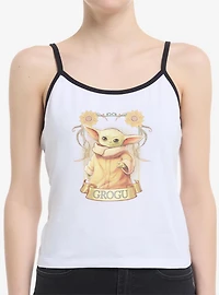 Star Wars The Mandalorian Grogu Floral Ornate Frame Womens Cami