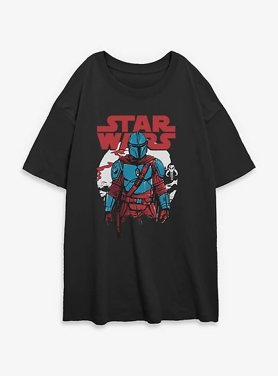 Star Wars The Mandalorian Heart Of A Warrior Womens Oversized T-Shirt