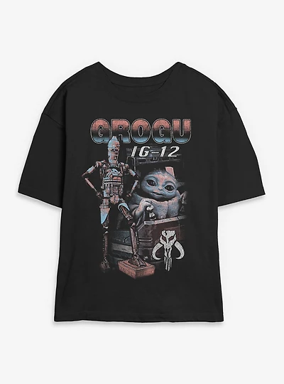 Star Wars The Mandalorian Grogu Sunset Ride Womens Skimmer T-Shirt