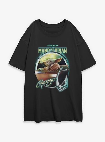Star Wars The Mandalorian Grogu Chrome Womens Oversized T-Shirt
