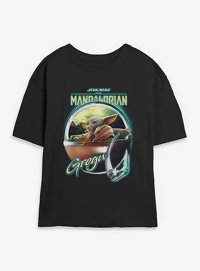 Star Wars The Mandalorian Grogu Chrome Womens Skimmer T-Shirt