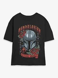 Star Wars The Mandalorian Tattoo Style Print Womens Skimmer T-Shirt