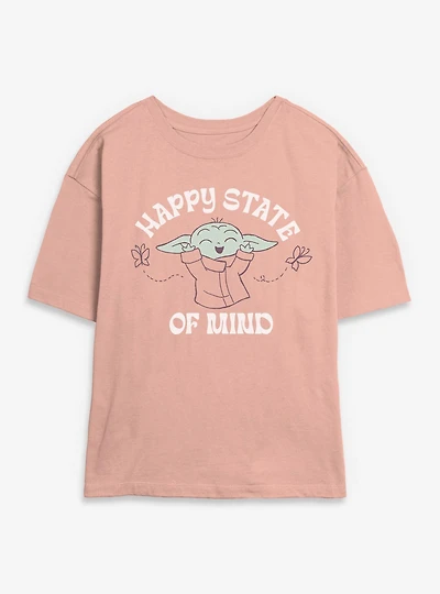 Star Wars The Mandalorian Happy State Of Mind Grogu Womens Skimmer T-Shirt