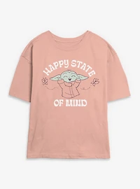 Star Wars The Mandalorian Happy State Of Mind Grogu Womens Skimmer T-Shirt