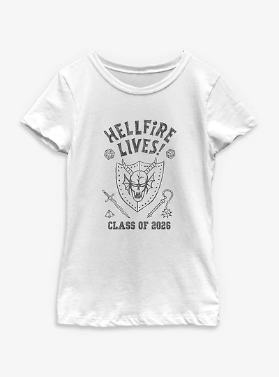 Stranger Things Hellfire Lives Class Of 2026 Doodle Youth Girls T-Shirt