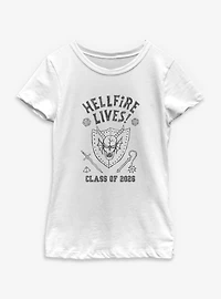 Stranger Things Hellfire Lives Class Of 2026 Doodle Youth Girls T-Shirt