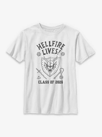 Stranger Things Hellfire Lives Class Of 2026 Doodle Youth T-Shirt
