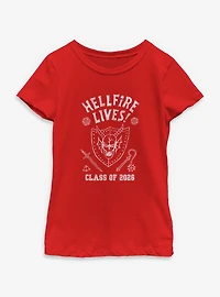 Stranger Things Hellfire Lives Class Of 2026 Youth Girls T-Shirt