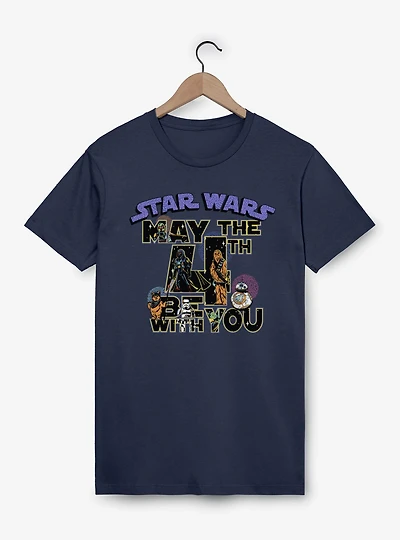 Star Wars May The 4th Be With You Character Text Fill Pattern T-Shirt