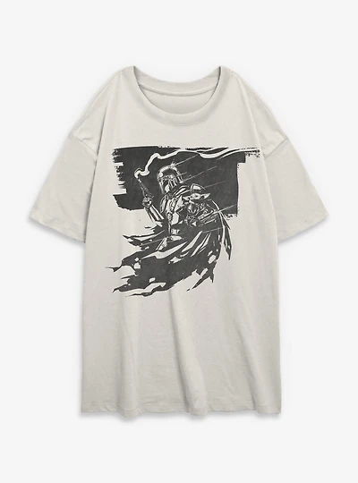 Star Wars: The Mandalorian And Grogu On Way To Adventure Womens Oversized T-Shirt
