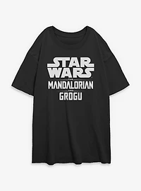 Star Wars: The Mandalorian And Grogu Movie Logo Womens Oversized T-Shirt