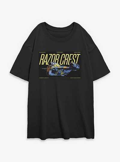 Star Wars: The Mandalorian And Grogu Razor Crest Galaxy Flight Womens Oversized T-Shirt