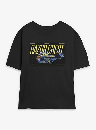 Star Wars: The Mandalorian And Grogu Razor Crest Galaxy Flight Womens Skimmer T-Shirt