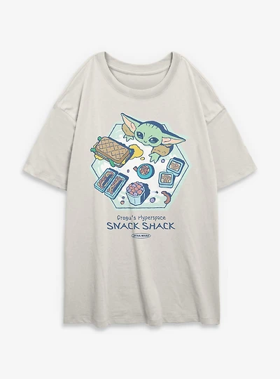 Star Wars: The Mandalorian And Grogu Grogu's Hyperspace Snack Shack Womens Oversized T-Shirt