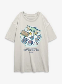 Star Wars: The Mandalorian And Grogu Grogu's Hyperspace Snack Shack Womens Oversized T-Shirt