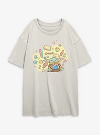 Star Wars: The Mandalorian And Grogu Snack Time Platter Womens Oversized T-Shirt