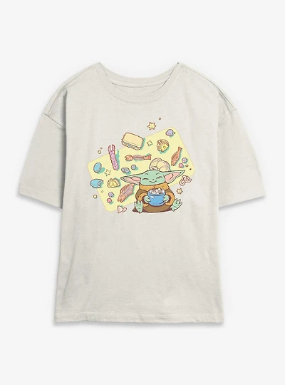 Star Wars: The Mandalorian And Grogu Snack Time Platter Womens Skimmer T-Shirt