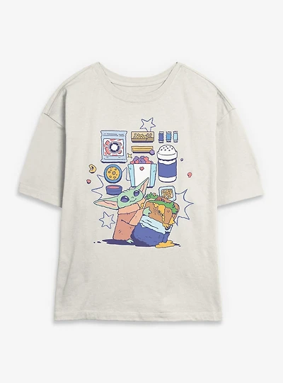 Star Wars: The Mandalorian And Grogu Enjoying Snacks Womens Skimmer T-Shirt