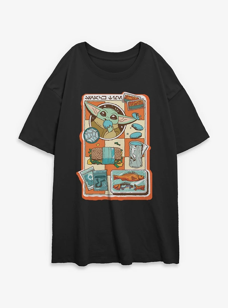 Star Wars: The Mandalorian And Grogu Snack Time Womens Oversized T-Shirt