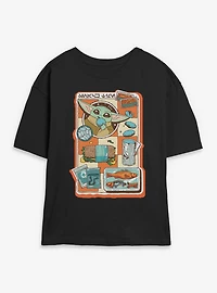 Star Wars: The Mandalorian And Grogu Snack Time Womens Skimmer T-Shirt