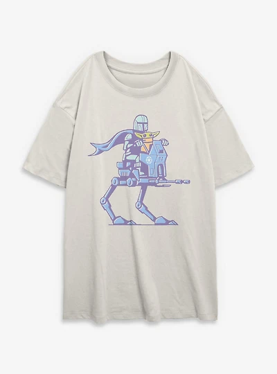 Star Wars: The Mandalorian Mando, Grogu & AT RT Walker Womens Oversized T-Shirt