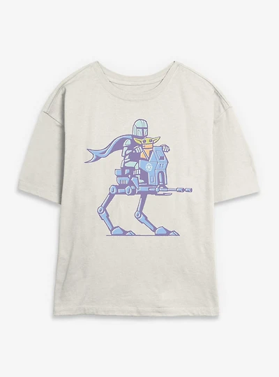 Star Wars: The Mandalorian Mando, Grogu & AT RT Walker Womens Skimmer T-Shirt