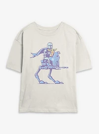 Star Wars: The Mandalorian Mando, Grogu & AT RT Walker Womens Skimmer T-Shirt