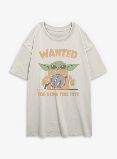 Star Wars: The Mandalorian And Grogu Wanted For Being Too Cute Womens Oversized T-Shirt