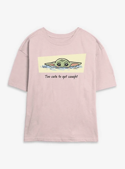 Star Wars: The Mandalorian And Grogu Too Cute To Get Caught Womens Skimmer T-Shirt