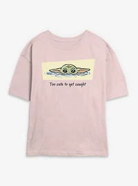 Star Wars: The Mandalorian And Grogu Too Cute To Get Caught Womens Skimmer T-Shirt