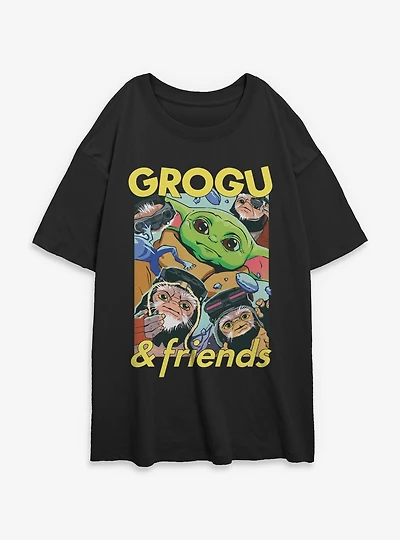 Star Wars: The Mandalorian And Grogu & Friends Huddle Womens Oversized T-Shirt