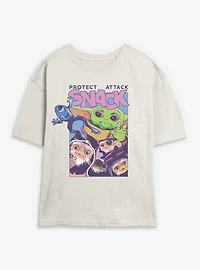 Star Wars: The Mandalorian And Grogu Protect Attack Snack Womens Skimmer T-Shirt