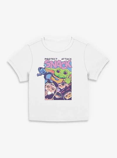 Star Wars: The Mandalorian And Grogu Protect Attack Snack Women Baby T-Shirt
