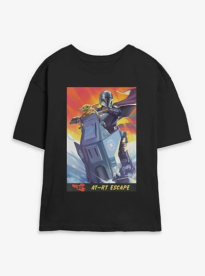 Star Wars: The Mandalorian And Grogu AT RT Escape & Card Style Womens Skimmer T-Shirt