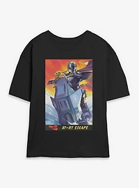 Star Wars: The Mandalorian And Grogu AT RT Escape & Card Style Womens Skimmer T-Shirt