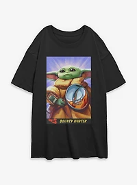Star Wars: The Mandalorian And Grogu Bounty Hunter Card Style Womens Oversized T-Shirt
