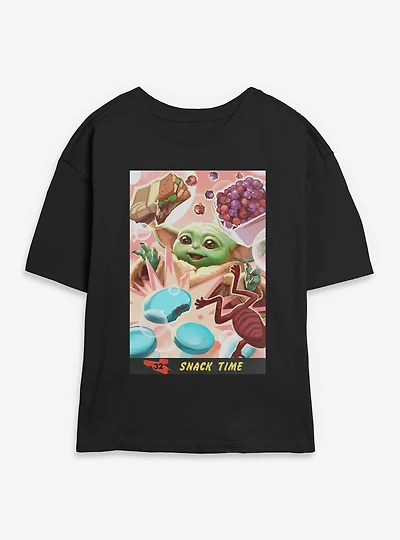Star Wars: The Mandalorian And Grogu Snack Time Card Style Womens Skimmer T-Shirt