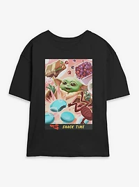 Star Wars: The Mandalorian And Grogu Snack Time Card Style Womens Skimmer T-Shirt