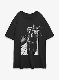 Star Wars: The Mandalorian And Grogu Shadows & Womens Oversized T-Shirt