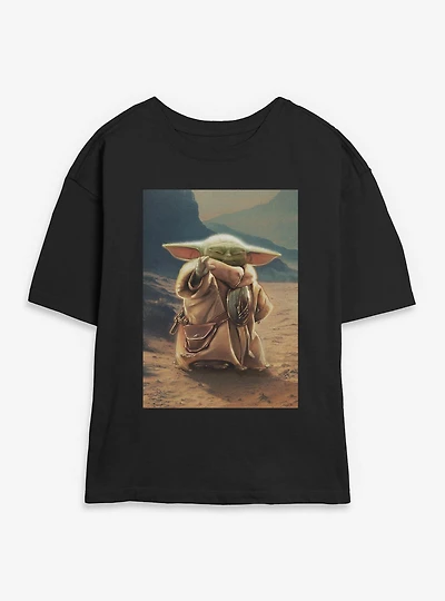 Star Wars: The Mandalorian And Grogu With Force Poster Womens Skimmer T-Shirt