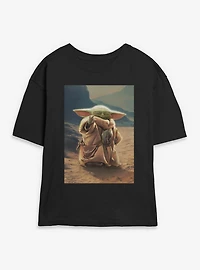 Star Wars: The Mandalorian And Grogu With Force Poster Womens Skimmer T-Shirt