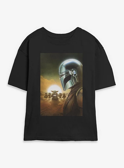 Star Wars: The Mandalorian And Grogu Most Wanted Poster Womens Skimmer T-Shirt