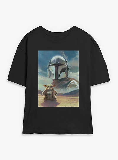 Star Wars: The Mandalorian And Grogu Bounty Hunter Poster Womens Skimmer T-Shirt
