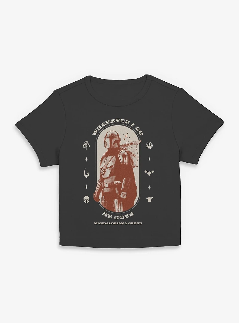 Star Wars: The Mandalorian And Grogu Wherever I Go He Goes & Profile Women Baby T-Shirt