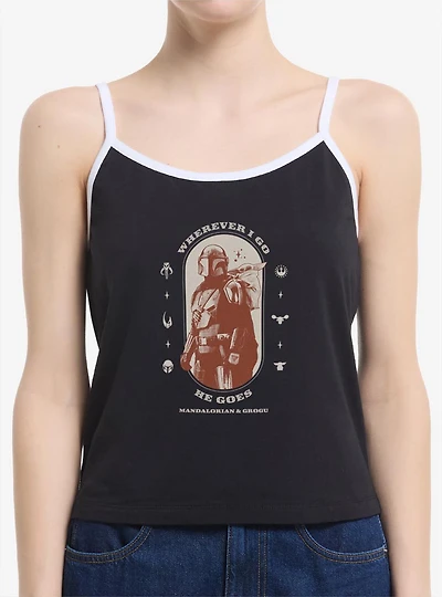 Star Wars: The Mandalorian And Grogu Wherever I Go He Goes & Profile Womens Cami